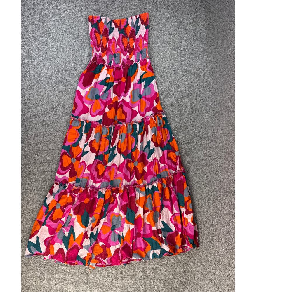 Anthropologie Abel the Label Strapless Maxi Dress Tiered Smocked Multi Large - Picture 3 of 9